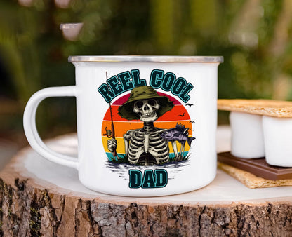 Reel Cool Dad Fishing Campfire Mug, Father's Day Gifts, Camping Cup for Men (16oz)