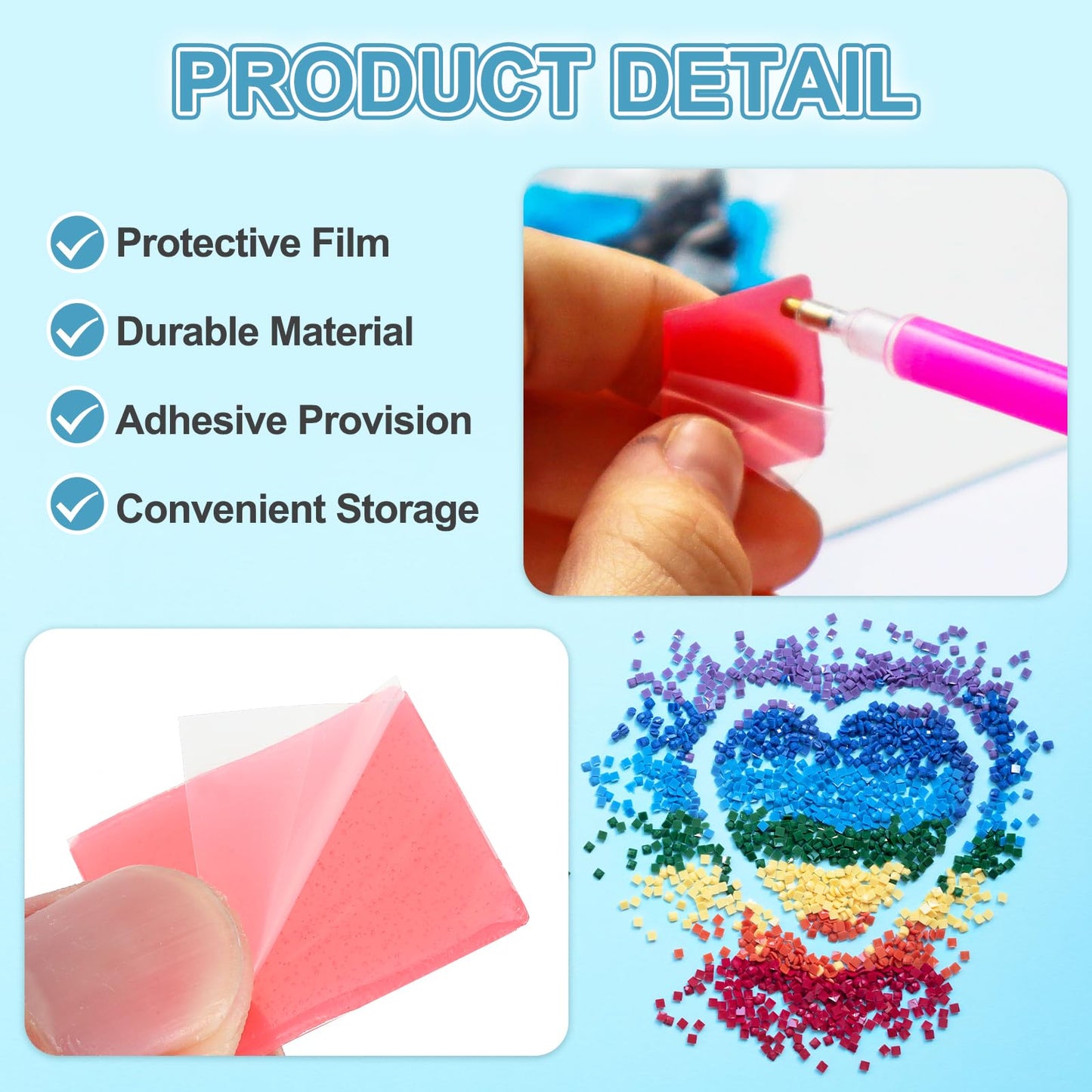 PATIKIL 72PCS Diamond Art Painting Glue Clay Wax 5D Square DIY Diamond Art Refills Glue with Storage Box for Diamond Art Embroidery Mud Supplies Accessories Painting Tool (25mm/1", Pink)
