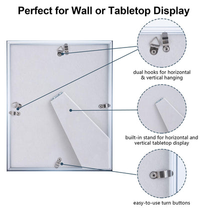 Gradient 8x10 Acrylic Picture Frame - Fits 5x7 with Mat or 8x10 without Mat, with Tabletop Stand & Wall Mount for Home Office Decor, Black Grey, 1Pack
