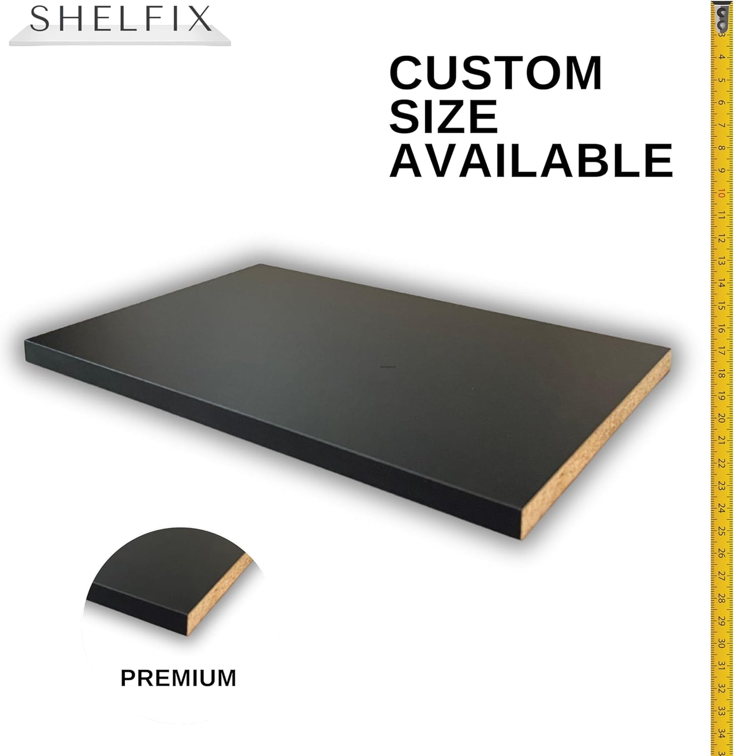 3/4'' 34 34 Black Color Thick Melamine - Cabinet Replacement Shelves - Custom Shelves Cut to Order - Melamine Cut