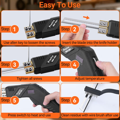 Preciva Hot Knife Foam Cutter with Digital Display, Electric Foam Cutting Tool Kit, Pure Copper Base, 20 Adjustable Temperatures with Overheat Protection, Ideal for PE Foam, XPS, Rope, Fabric, DIY