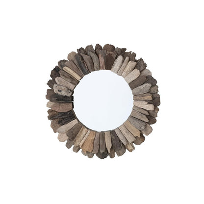 Creative Co-Op Round Layered Driftwood Framed Mirror, Natural