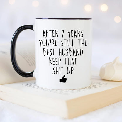 YouNique Designs 7 Year Anniversary Coffee Mug for Him, 11 Ounces, 7th Wedding Anniversary Cup