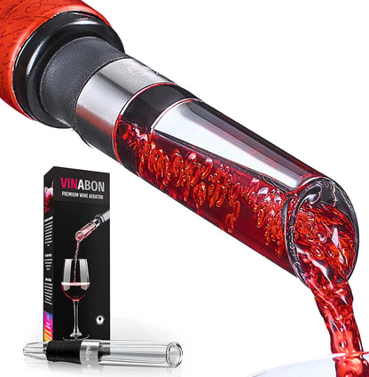 VINABON Wine Aerator - Improved 2026 Wine Aerating Pourer and Wine Air Aerator Decanter Spout for Enhanced Wine Flavor and Bouquet, Includes WineGuide Ebook