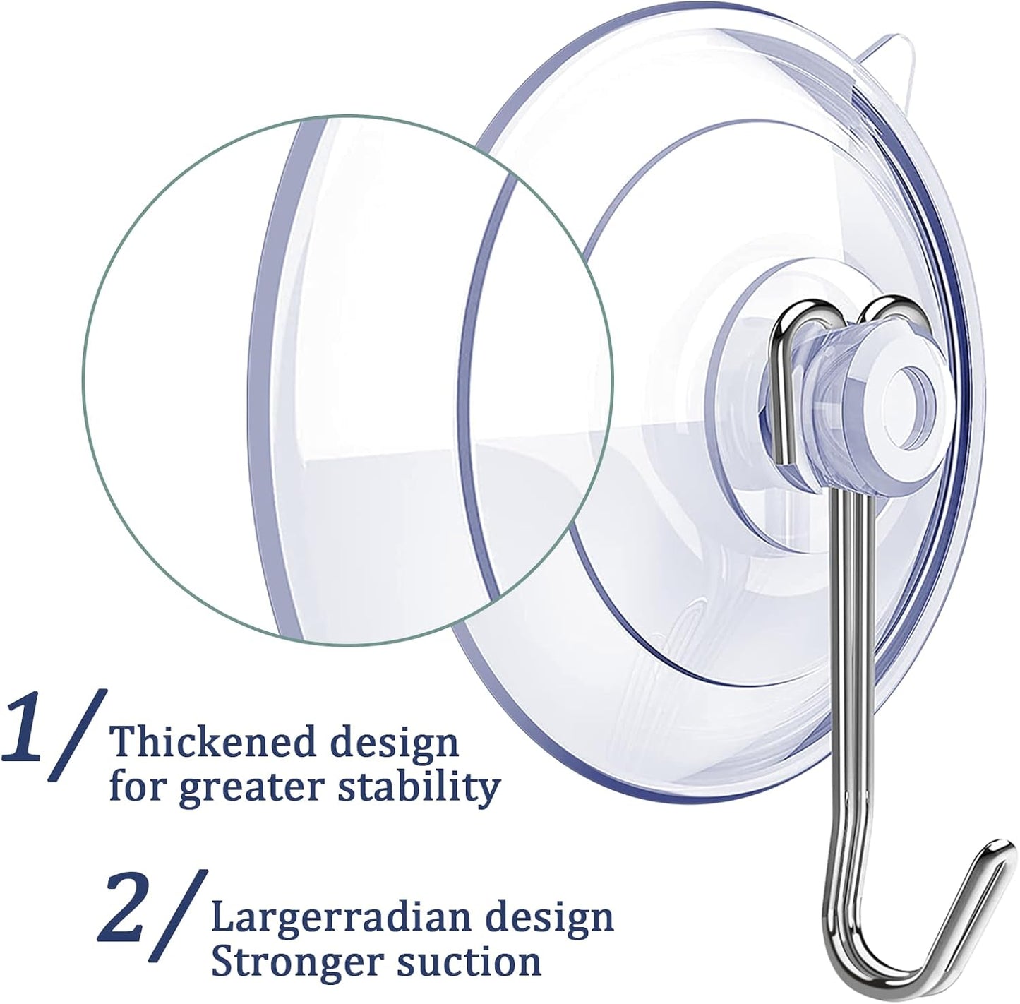 Suction Cup Hooks 15 Pack, 1.77 Inches Clear Suction Cup Hooks for Glass Window Decor, Shower Bathroom, Reusable PVC