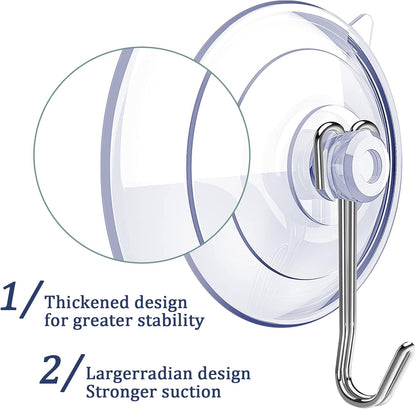 Suction Cup Hooks 15 Pack, 1.77 Inches Clear Suction Cup Hooks for Glass Window Decor, Shower Bathroom, Reusable PVC
