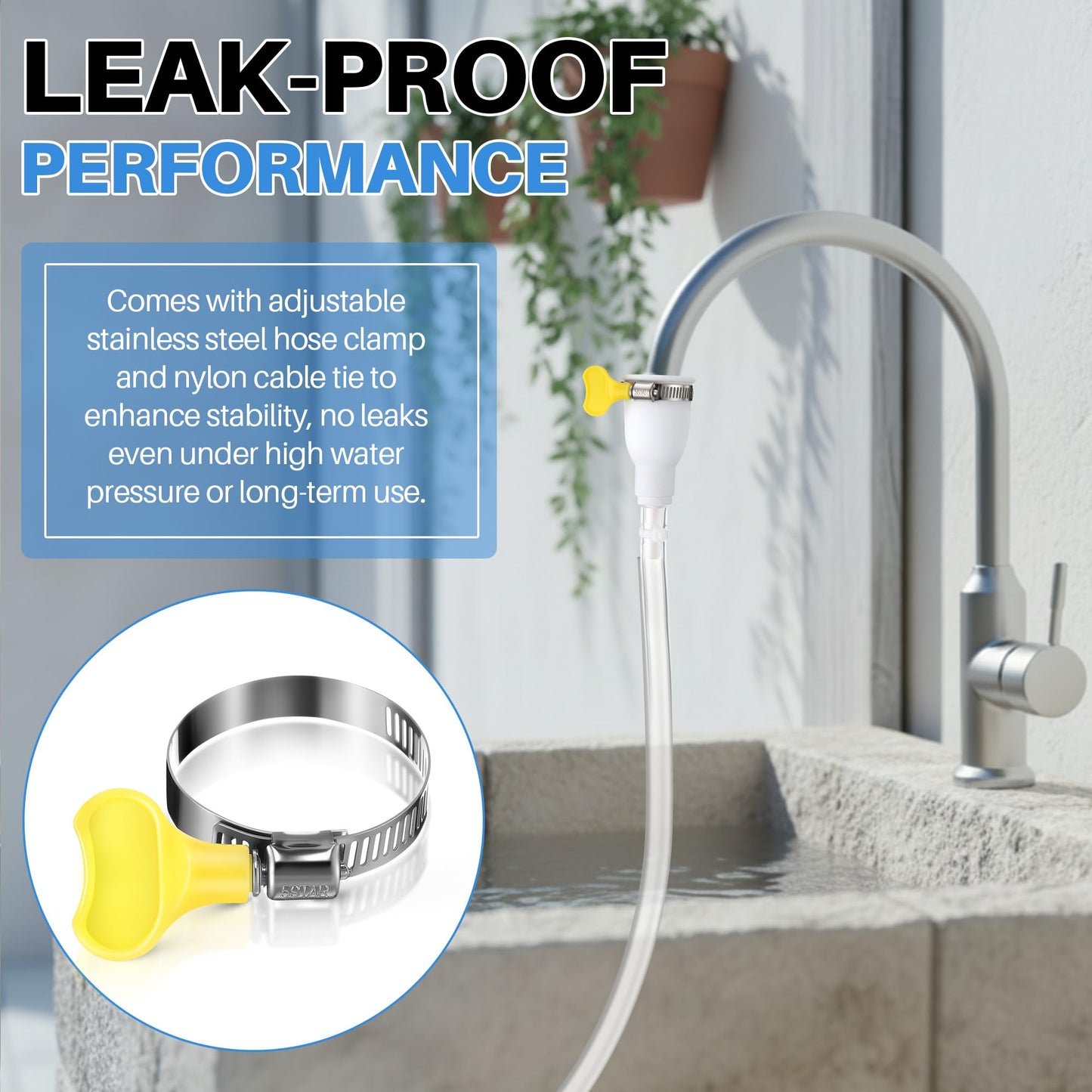 Frienda Faucet Hose Adapter for Sink, 6.1FT PVC Tube with Adjustable Faucet Connector, Hose Clamp & Zip Tie, Portable Water Transfer Accessories for Sink, Bucket, Outdoor Cleaning