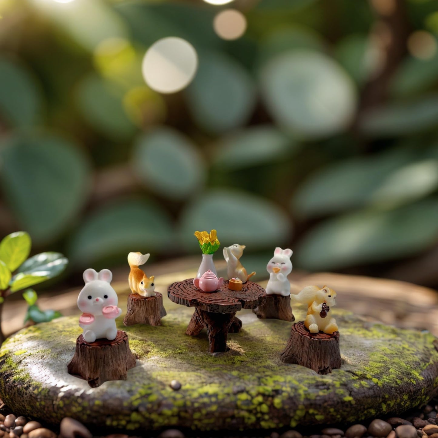 ANNOWAWAY Swing Set of 42 Pcs Miniature Fairy Garden Accessories Outdoor Decor Figurines, Mini Whimsical Ornaments and Decorations for Patio, House, Garden, Desk, Yard Supplies