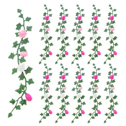 10pcs Miniature Rose Flower Vine, Miniature Grass Flower Tufts, Mini Flowers Vine, Miniature Plants for Fairy Garden Mini House Micro Landscape Decoration