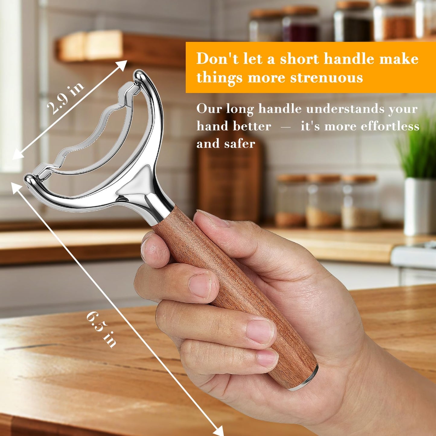 KULUNER Durable Stainless Steel Corn Peeler with Polished Wood Handle Corn on the Cob Stripper Kernel Remover Easy Use Corn Kernel Cutter Kitchen Gadget（Rosewood）