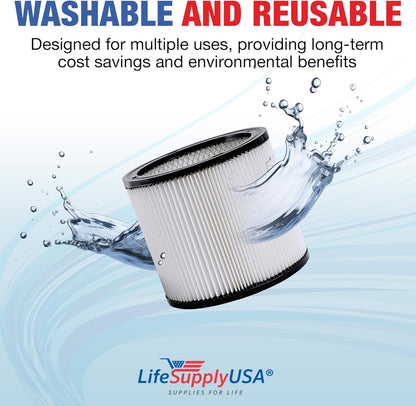 LifeSupplyUSA Wet/Dry Vacuum Filter Replacement Compatible with ShopVac 5 Gallons and Up 90304, 903-04, 903-50-00