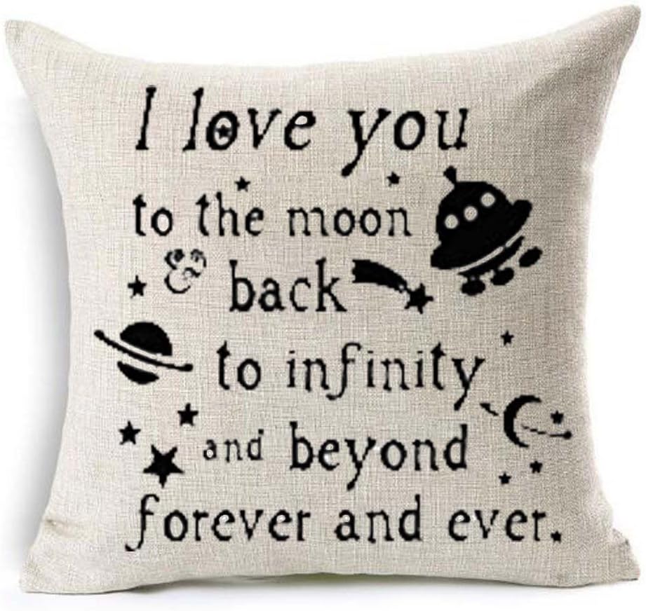 I Love You To The Moon Back Decorative Throw Pillow Case, 18 x 18 Inches, Spacecraft Star Design