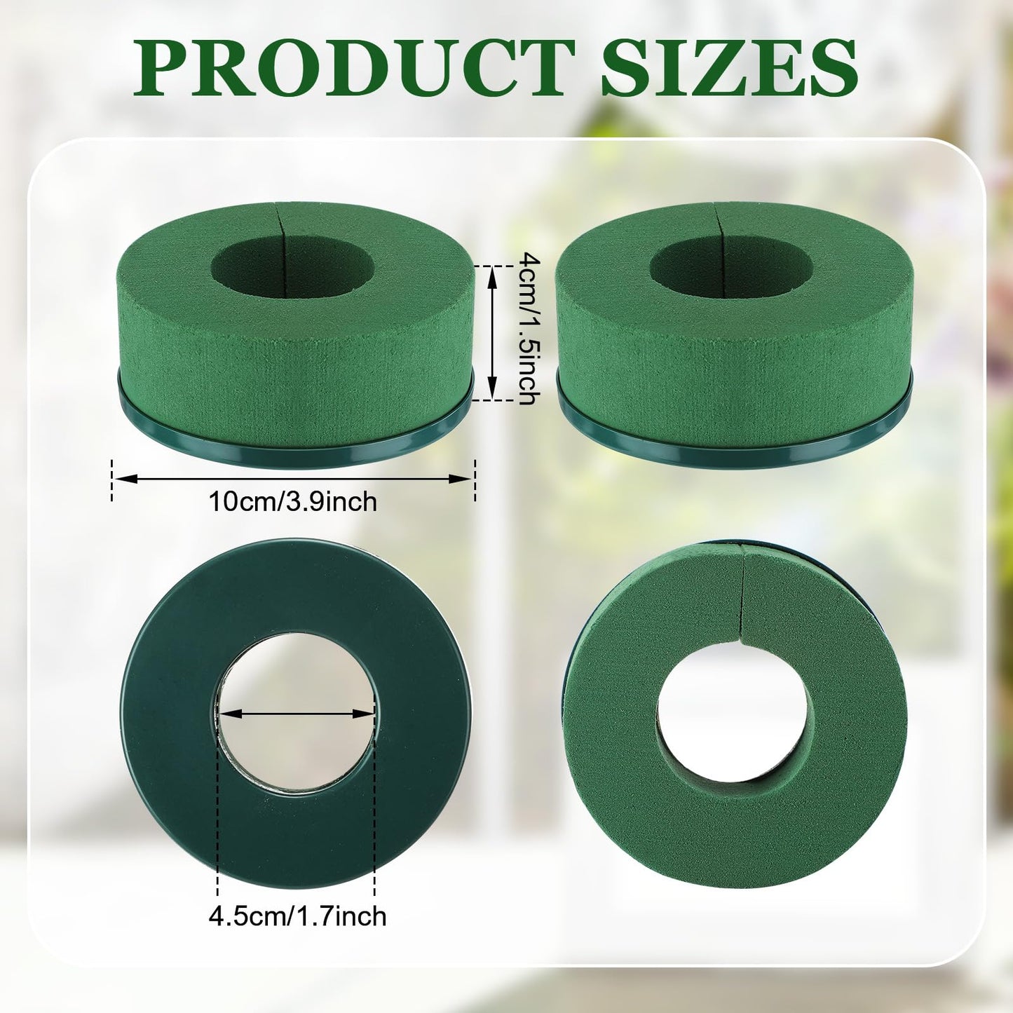 Wonderjune 12 Pcs Mini Floral Foam Holder for Wine Bottle Topper Green Flower Foam Round with Base Flower Arrangement Supplies for Wedding Party Table Decoration Wine Bottle Decor (3.9 x 1.8")