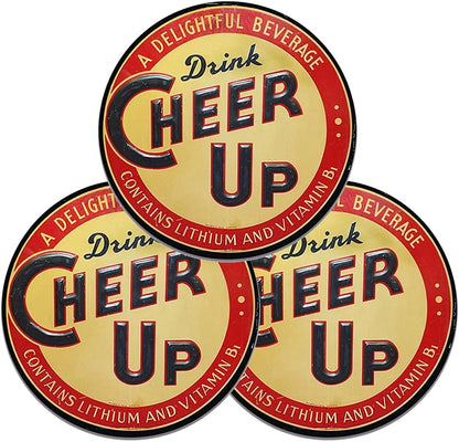 3" 3 Pack Brotherhood Cheer Up Beverage Health Drink Healthy Lithium Vitamin B Drink Signs Reproduction Elixir