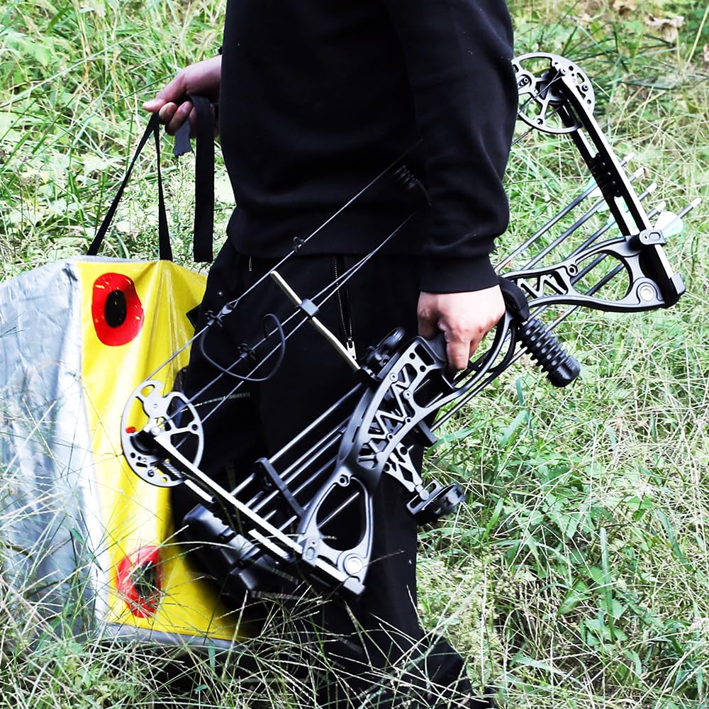 Surwolf Bow Composite Bow Set, 18" - 30" Drawing, 0.0-70 lbs, with All Accessories for Archery Hunting Target Shooting Practice RTH (Black)
