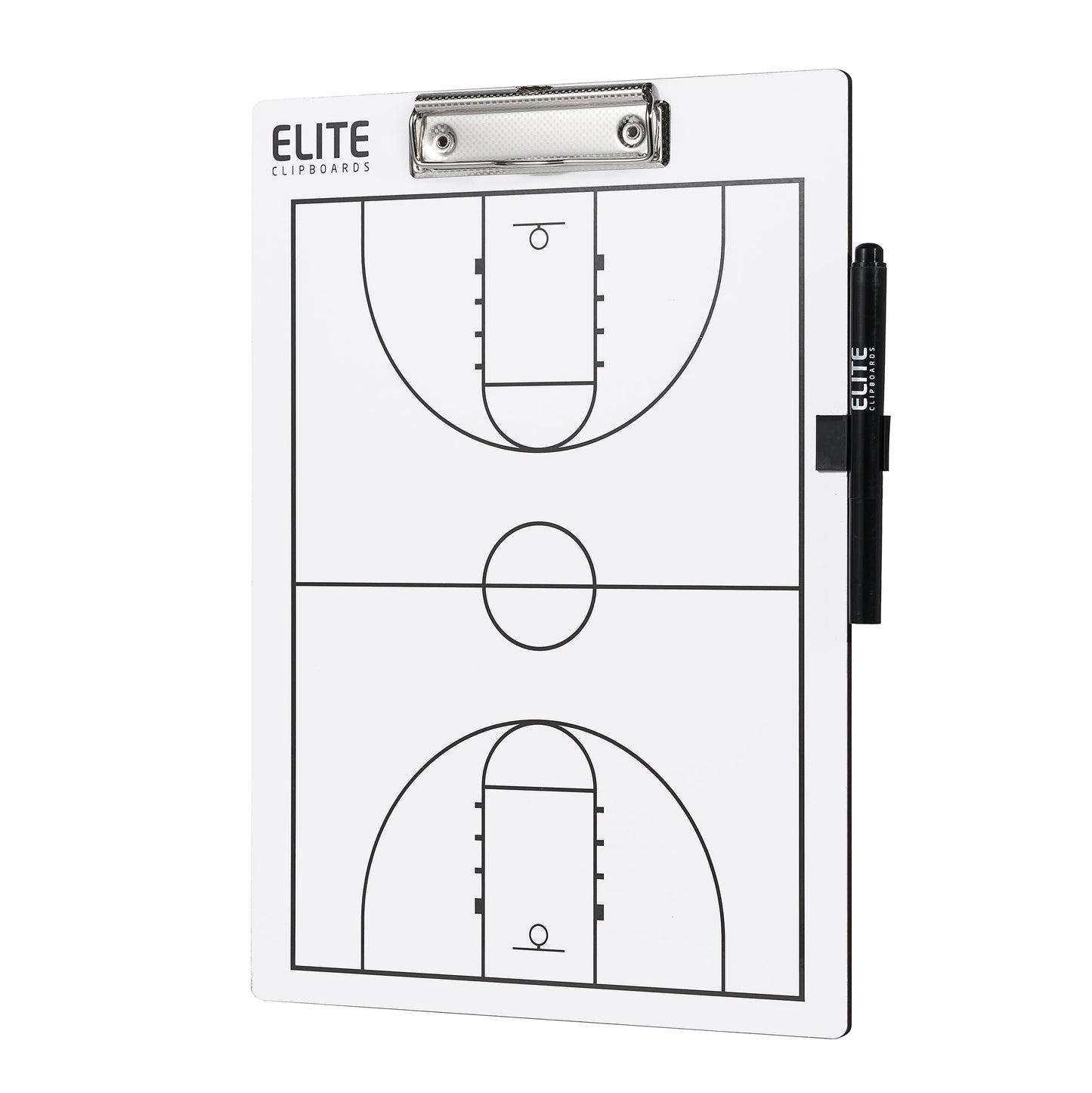 Elite Clipboards Basketball White Dry Erase Coaches Clipboard | Double-Side Basketball Coaching Whiteboard with Marker