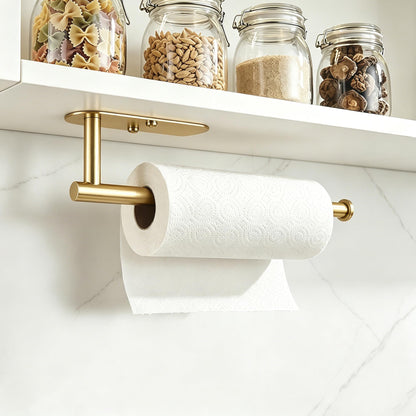 Gewtur Gold Paper Towel Holder Under Cabinet, Adhesive Paper Towel Roll Holder Stick on Wall, Stainless Steel Towel Paper Holder for Bathroom Kitchen