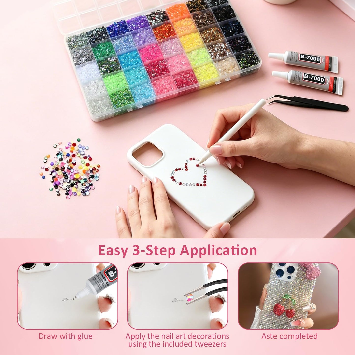 Acrridi 40000Pcs 40 Colors Resin Rhinestones Bedazzling Kit, Multicolor Flatback Gems, DIY Nail Art Clothing Tumblers Crafts for Bedazzling Diamond Art Makeup (Style B)