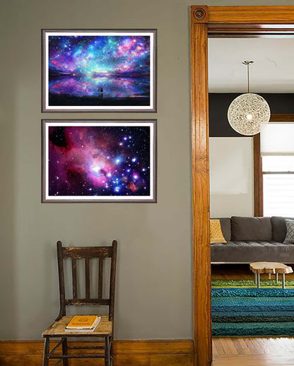 SKRYUIE 2 Pack 5D DIY Diamond Painting Starry Sky & Aurora Full Drill Paint with Diamonds, Polar Lights Rhinestone Wall Mosaic Home Decor 12x16 inch (30x40cm)