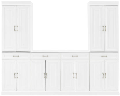 Crosley Furniture Stanton 3-Piece Traditional Sideboard Buffet Cabinet and Kitchen Storage Pantry Set, White