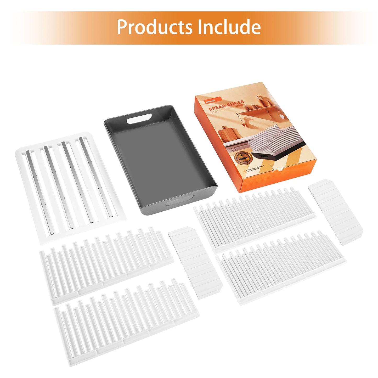 YONGAIJIA Bread Slicer Guide for Homemade Bread with 304 Stainless Steel Sheet and Storage Tray、3-Slice Thickness，Adjustable Width for Cake、Bagels、Toast.