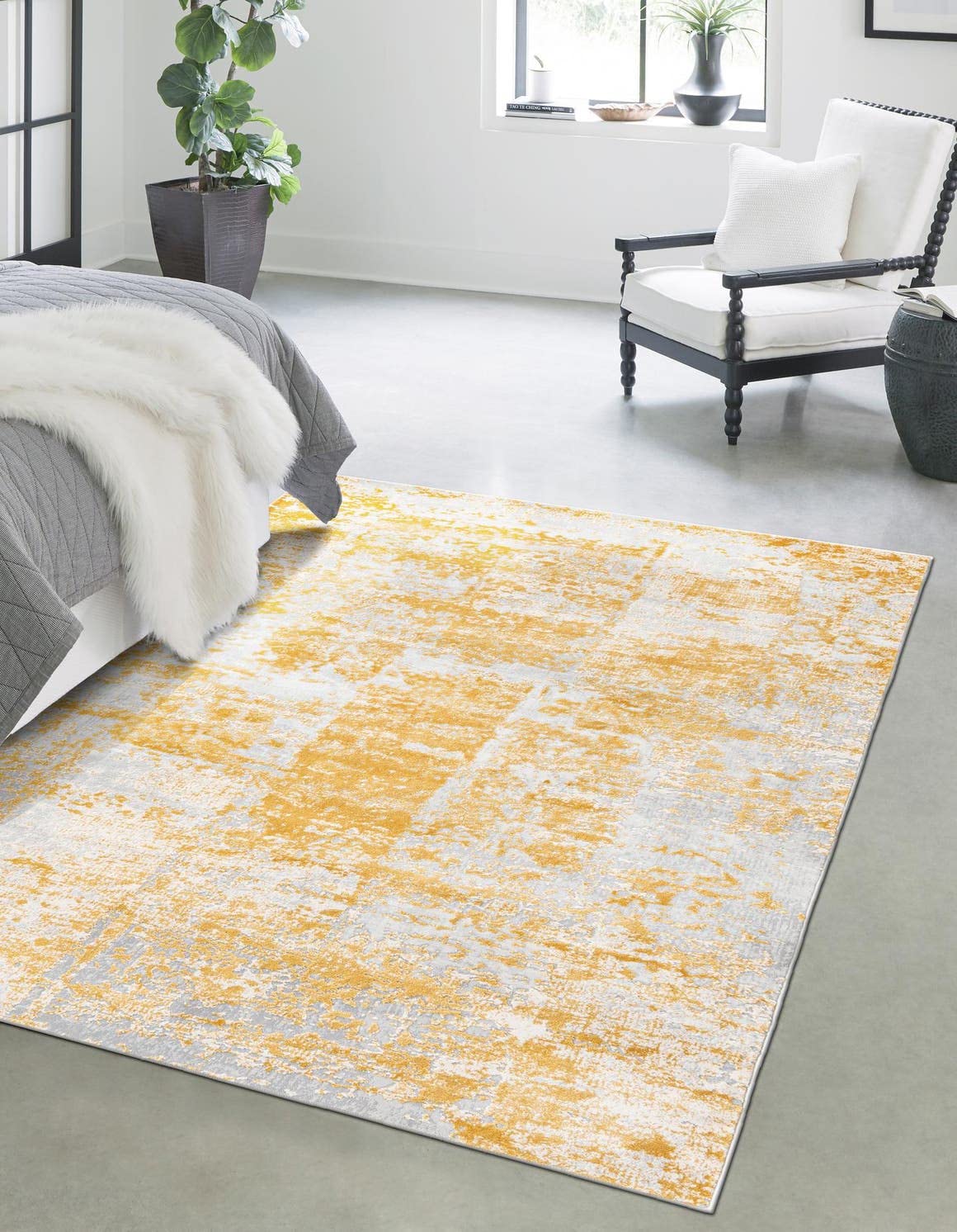 Unique Loom Finsbury Collection Area Rug - Elizabeth (7' 10" x 10' Rectangle, Yellow/ Ivory)
