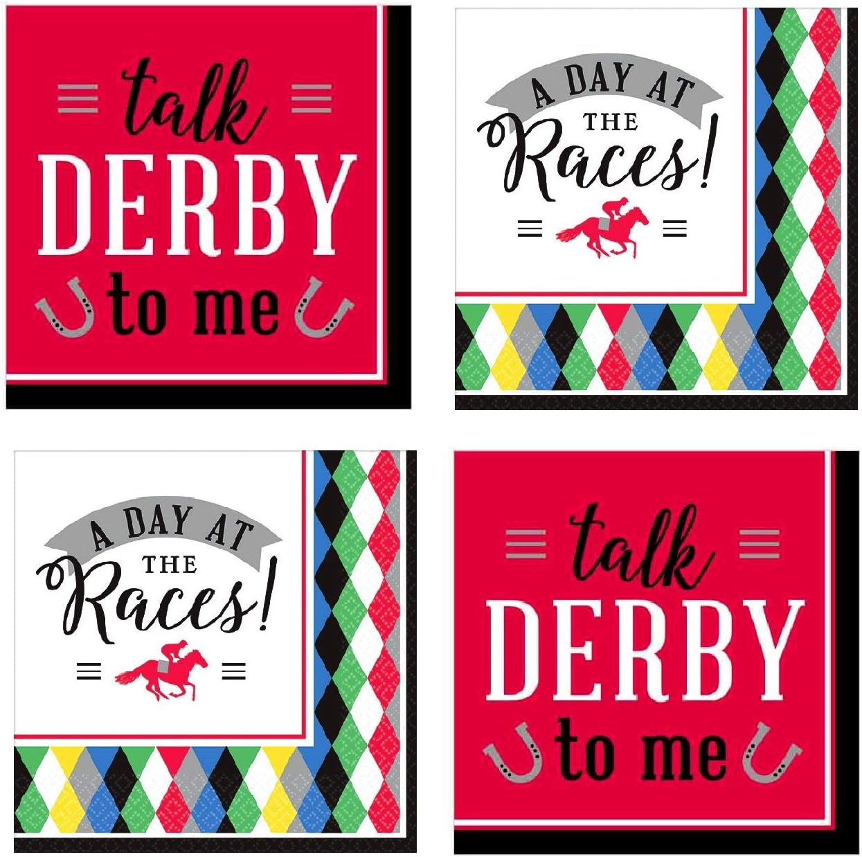 Kentucky Derby Party Supplies, Horse Race Cocktail Beverage Napkins, 32 Count