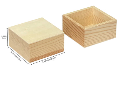 12-Pack Square Wood Box Unfinished Small Wooden Boxes for Crafts (Outer 3.7X 3.7X 2 in,Interior 3.2 x 3.2 x1.9 in)