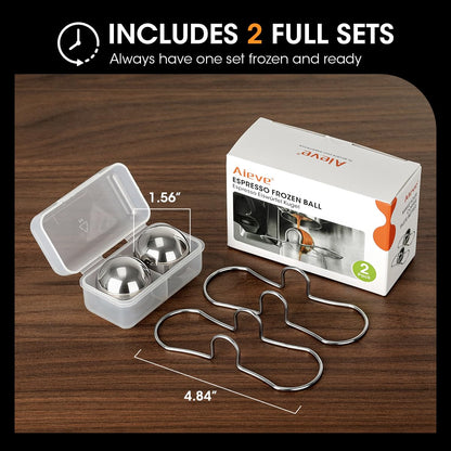 AIEVE 2 Pack Espresso Cooling Ball, Stainless Steel Frozen Ice Rock for Coffee, Espresso Accessories Extract Brew Chilling Tool Chiller Gift for Birthday, Valentine's Day, Christmas