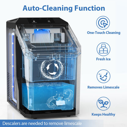 Aeitto Nugget Ice Maker Countertop, 55lbs/24H Ice Machine with 3.6L Water Tank&3.2Lbs Ice Basket, Self-Cleaning Pebble Ice Maker with Stainless Steel Housing for Home Office and Party, Silver