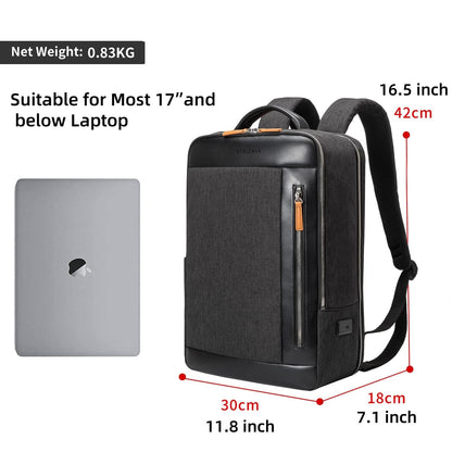 NOBLEMAN Professional Laptop Computer Backpack Men, Luxury Expandable Travel Business Office Backpacks for Executive Men, Nice Leather Waterproof College Bookbag Bag Fits 17 Inch Tech Laptop (Black) ﻿