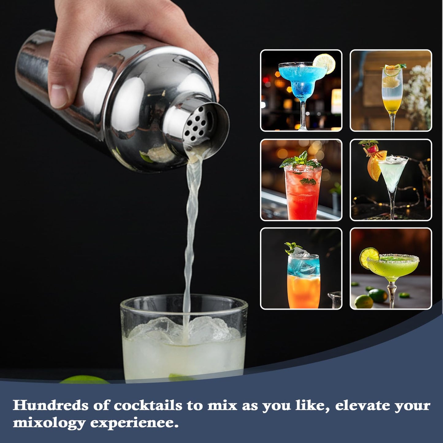 Primero Basics 13-Piece Bartender Kit Bar Tool Set – Boston Cocktail Shaker Set with Muddler,Strainer,Jigger,Spoon–Home Bar Accessories and Drink Mixer Gift for Bartesian,Housewarming, Bar Cart Decor