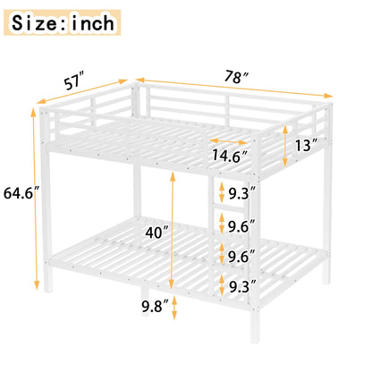 Bellemave Full Over Full Bunk Bed with Build in Ladder, Heavy Duty Bunk Beds with Full Length Guardrail, Easy Assemble, Mattress Not Included, White