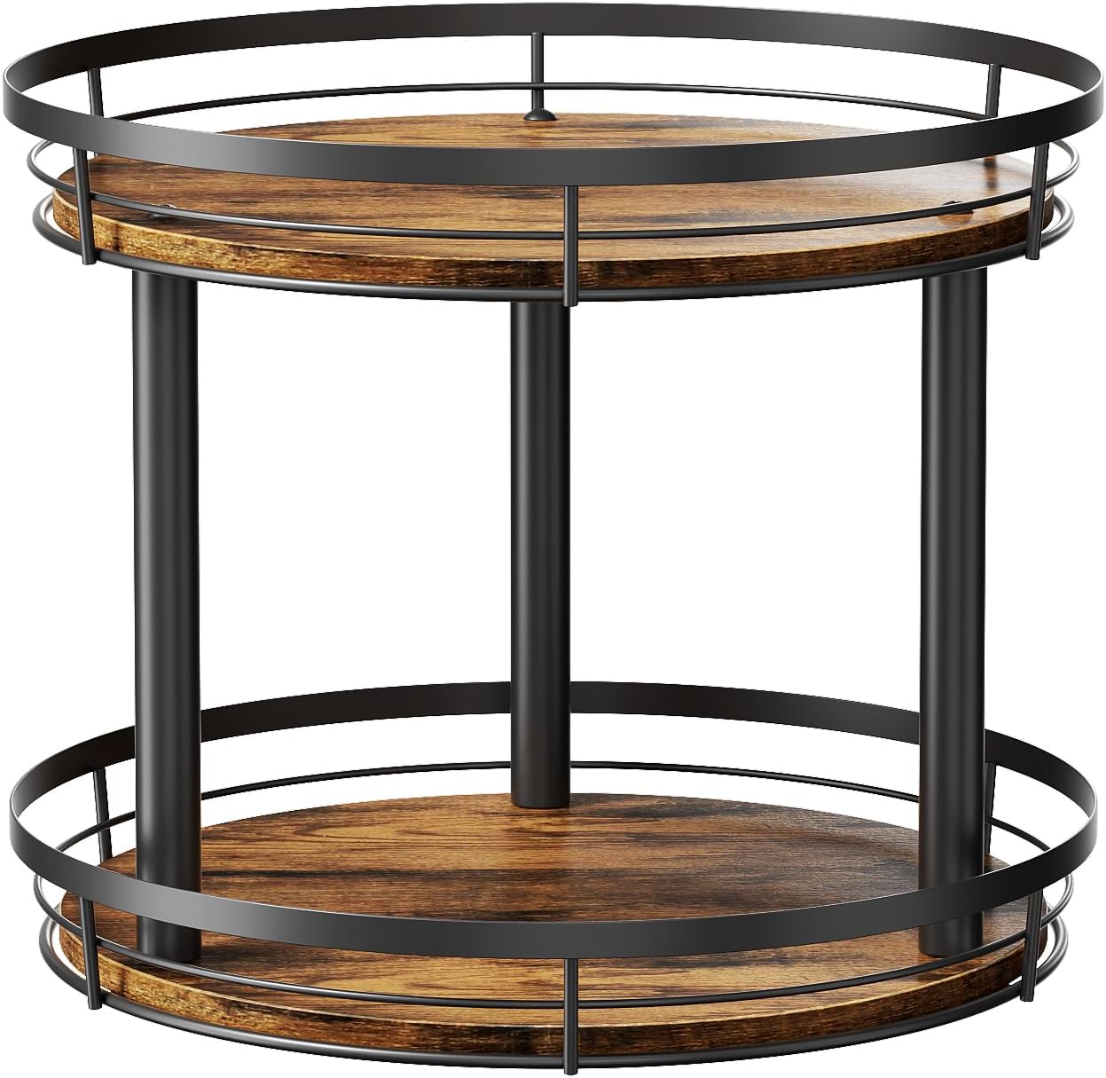 12'' 2 Countertop, LAMU Wood Lazy Susan Spice Rack Organizer, Tier Spice Organization for Cabinet, Kitchen, Table Top