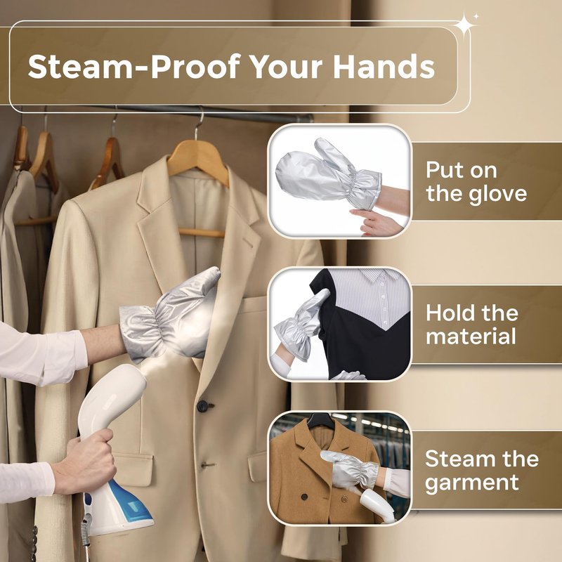 Speedypress Garment Steamer Gloves for Steaming Clothes – Grey Steam Mitt Protects Against Heat – Flexible Hand Mitten for Steam Iron – Ironing Accessories – Waterproof Steamer Mitt Glove (1 Pair)
