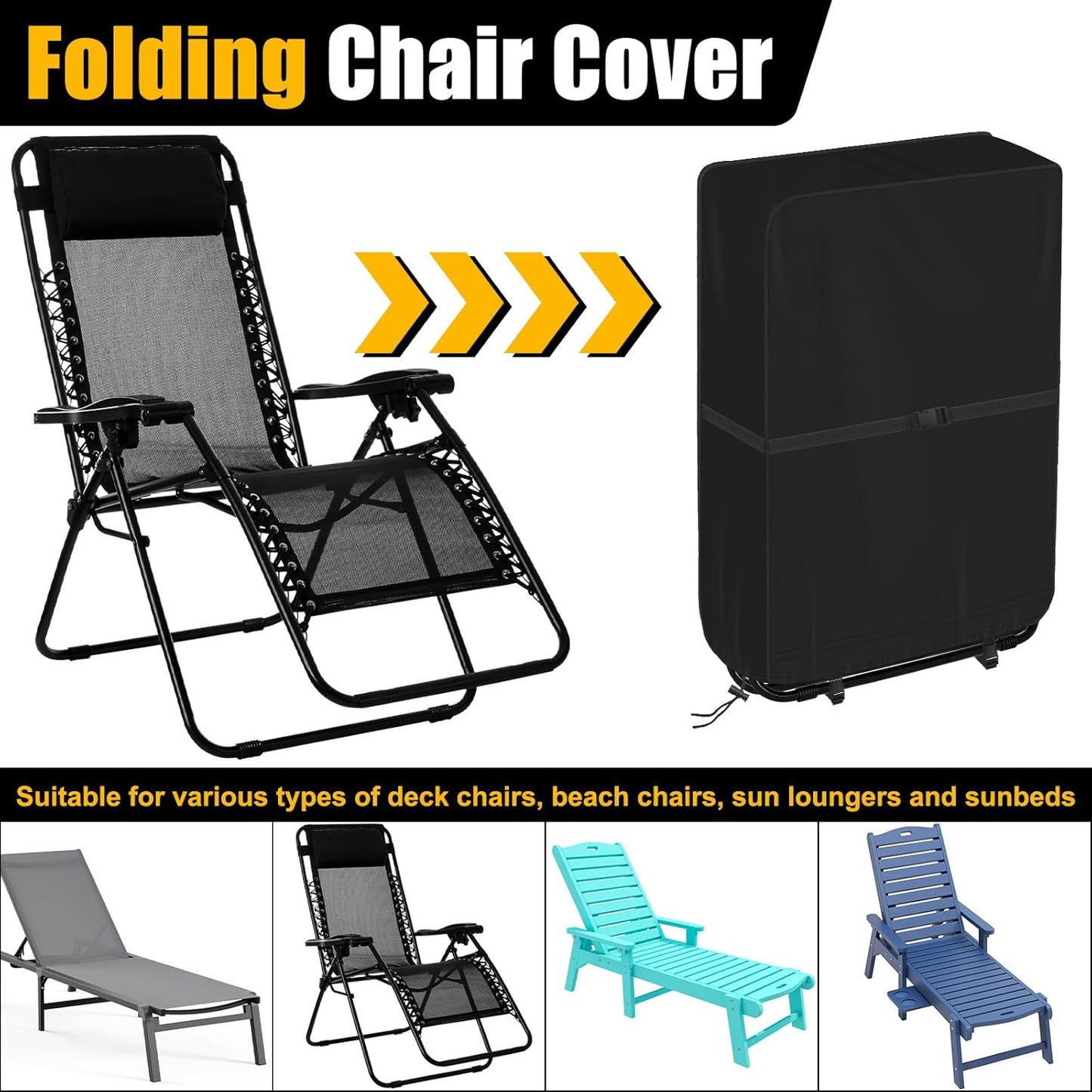 2 Pack Zero Gravity Chair Cover, AHIER Outdoor Chair Covers Waterproof Lawn Beach Patio Chair Cover with Fixed Rope