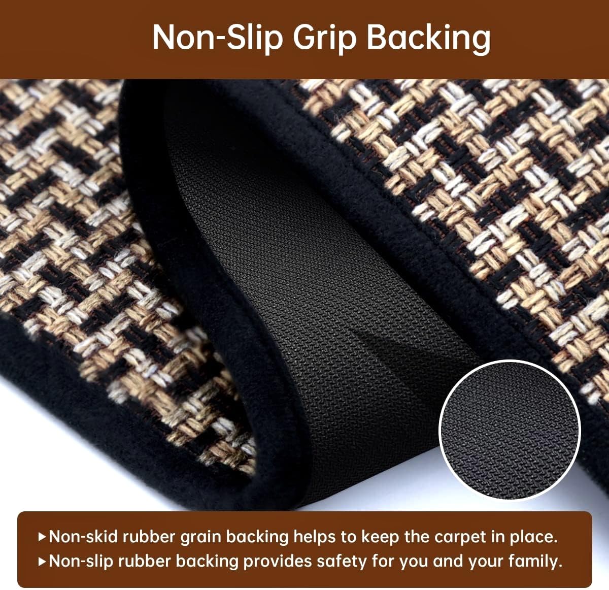 eqivei Kitchen Rugs and Mats Non Skid Washable Set of 2 PCS, Absorbent Runner Rugs for Kitchen, Front of Sink, Kitchen Mats for Floor, 17.3"x 47"+17.3"x 29" (Black)
