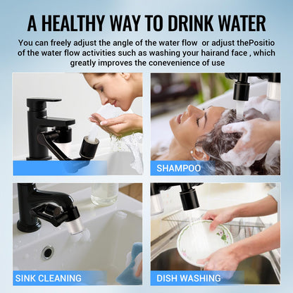 1080°Swivel Faucet Extender, Sink Water Faucet Aerator Extension, kitchen sink faucet, Kitchen Rotating Extension with 2 Mode Splash (Black, Extender with filter)