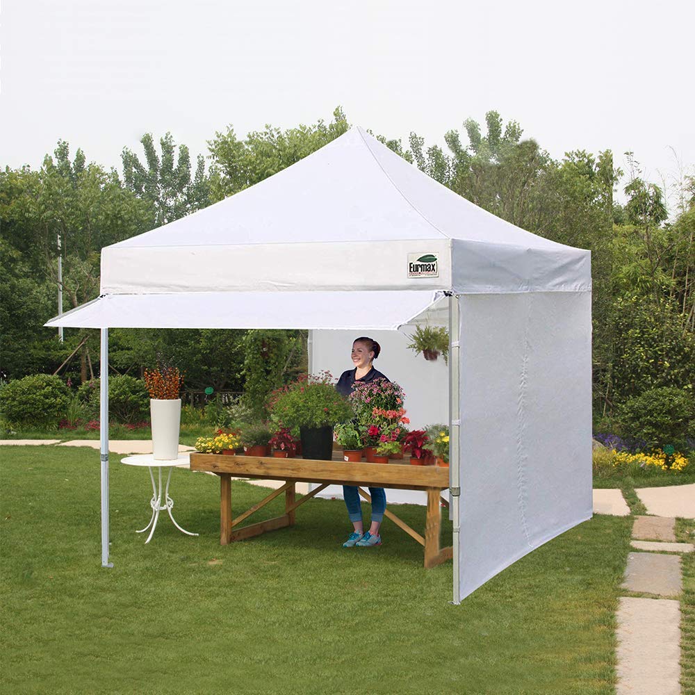 Eurmax USA 10x10 Pop Up Canopy,Commercial Tent with Patented No-Tip Rolling Bag,30sqft Extension Awning & 4 Zippered Removable Walls,UV & Water Resistant,Heavy Duty Instant Shelter Gazebo,Yellow