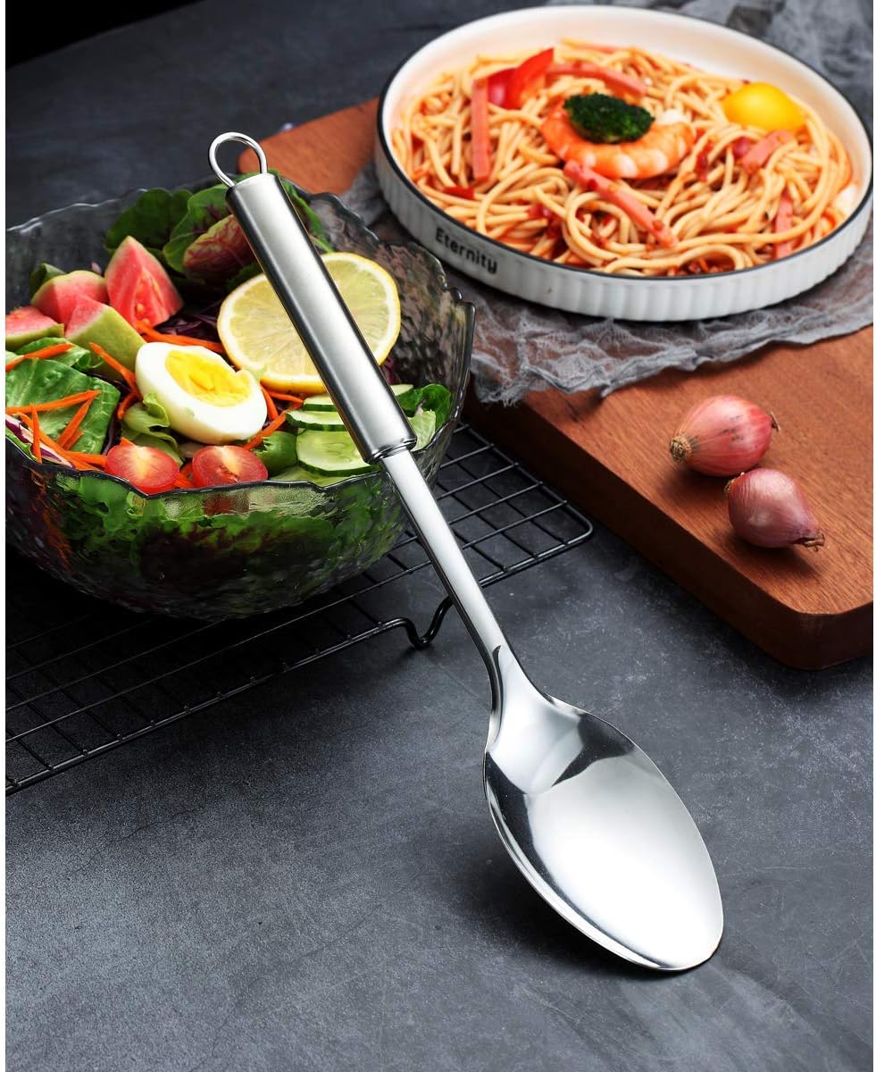 Berglander Solid Spoon, Stainless Steel Cooking Spoon, Basting Spoon, Non-Stick, Heat Resistant, Dishwasher Safe