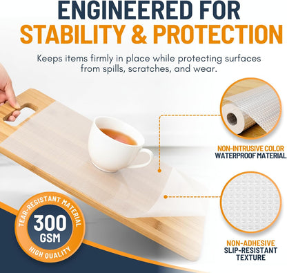 Linda's Essentials Non-Adhesive Shelf Liner - Non-Slip, Easy Clean Kitchen Cabinet Protector | 12 x 120 Inches