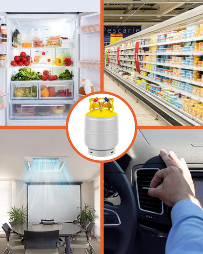 FAHKNS Refrigerant Recovery Tank 30 LB with 1/4 SAE Y-Valve Liquid/Vapor Reclaim Tank AC Freon Recovery Tank Refrigerant Recovery Cylinder Tank Reusable Cylinder Tank Without Float Switch Gray Yellow