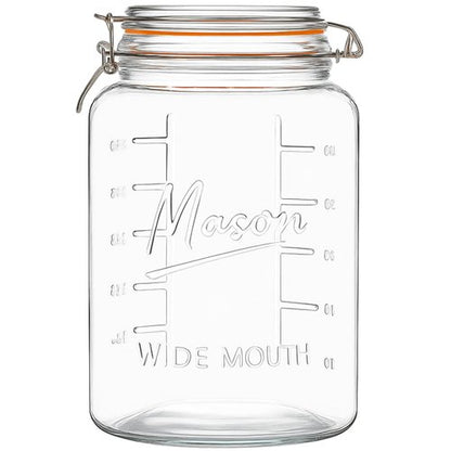 kitchentoolz 1 Gallon Glass Mason Storage Jars with Airtight Lids & Measurment Marks, Super Wide Mouth Canning Jars with Large Capacity for Pickles & Overnight Oats - 1 Pack