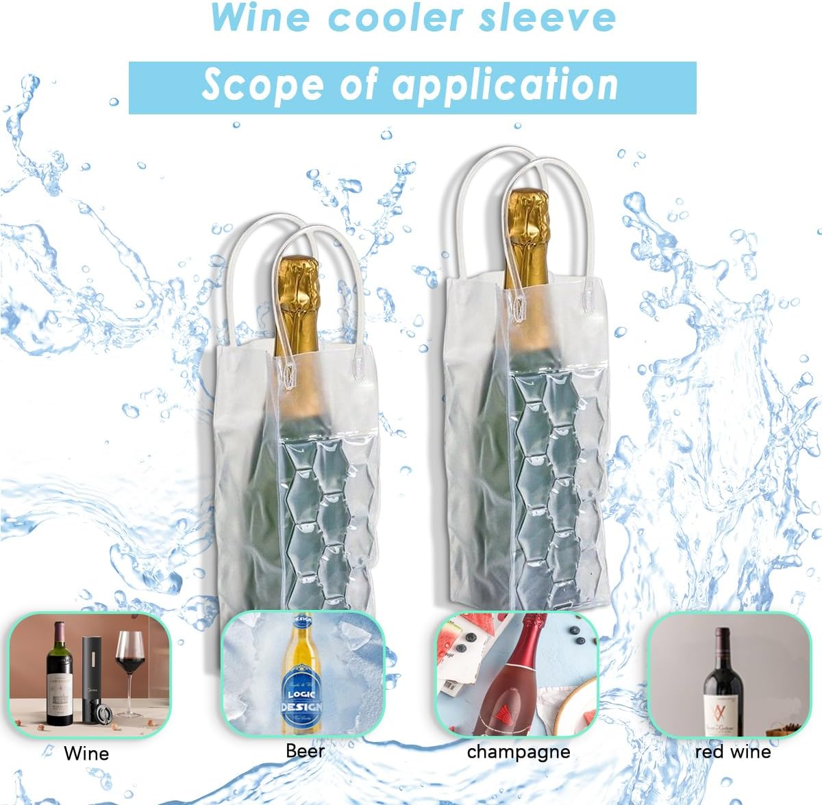 Wine Cooler Sleeve with Protector - Instant Cooling for Red, White, Champagne, or Sparkling Wine (2 pcs)