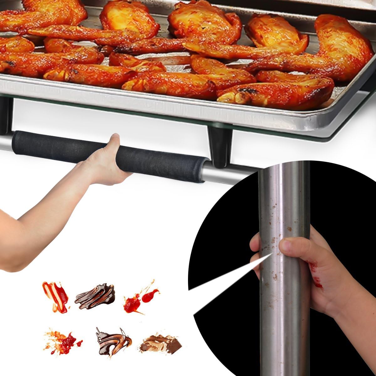OUGAR8 Refrigerator Door Handle Covers - Keep Your Kitchen Clean from Fingertips, Drips, Food Stains (Black)