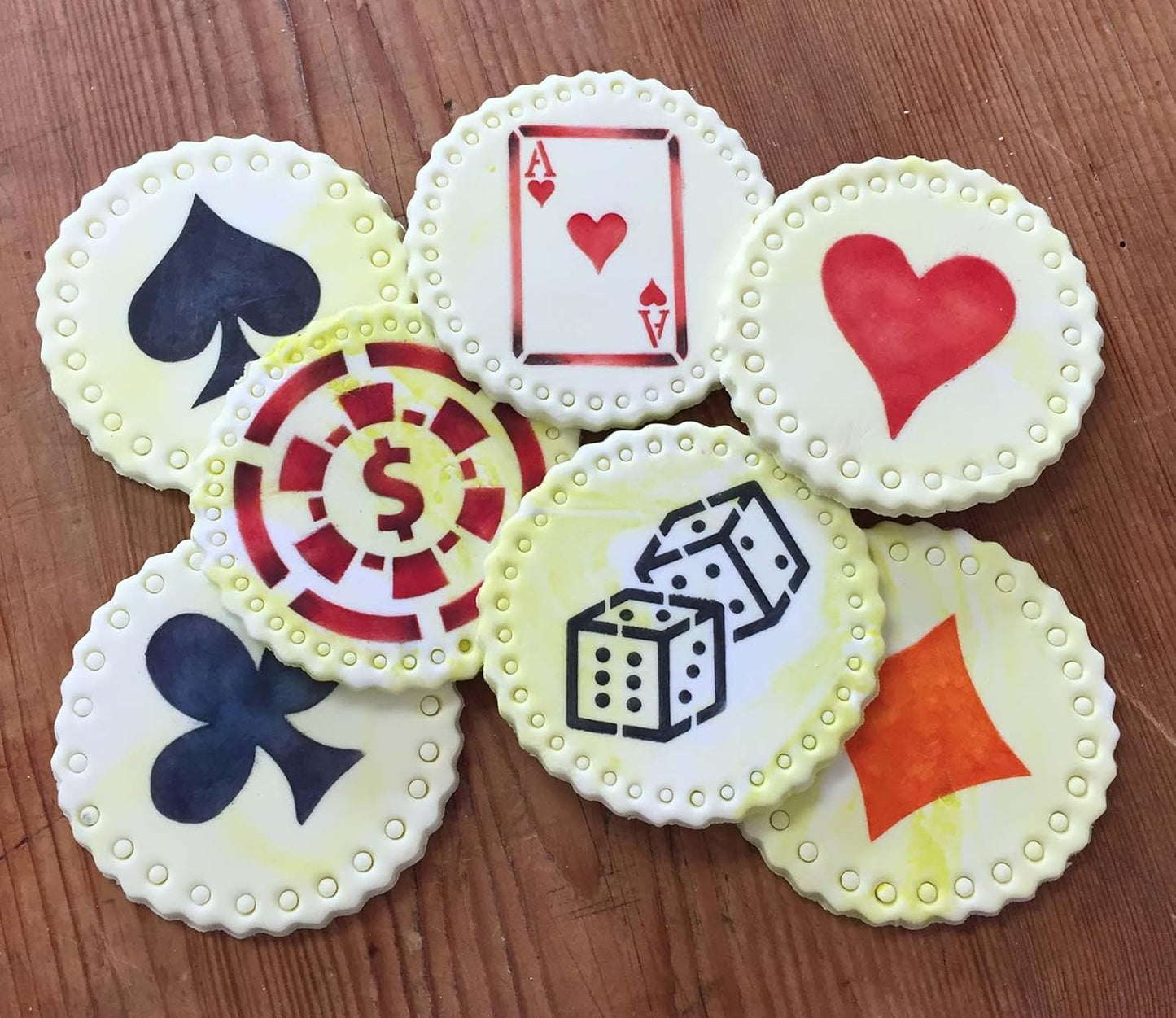 Designer Stencils Casino Night Cookie Stencil Set, (Dice, Cards, Poker Chip), Beige/Semi-Transparent