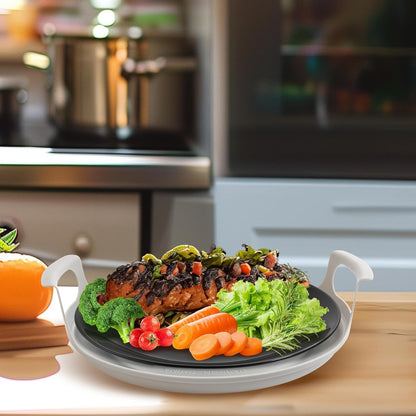 Microwave Cool Plate and Spillover Caddy with Handles, BPA Free for Bowls, Plates, and Microwave Meals