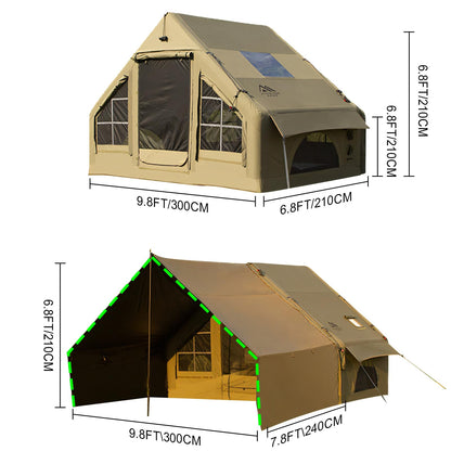 Inflatable Tent, Outdoor Easy Setup Inflatable Tents for Camping, Portable Blow Up Tent with Stove Jack, Cotton Canvas Material for Glamping, for 4 Season, 4/6/8/10 Person Use