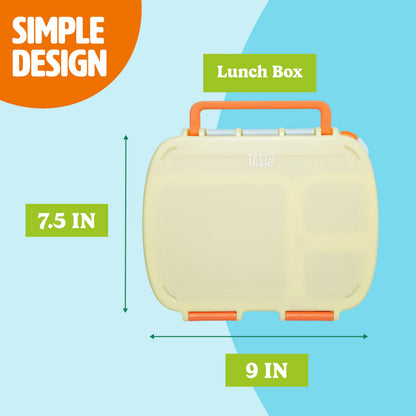 Tasty Bento Style Lunch Box, 4 Compartments with Built-In Phone Stand, BPA-Free Plastic, Portable Food Storage Container, Aqua