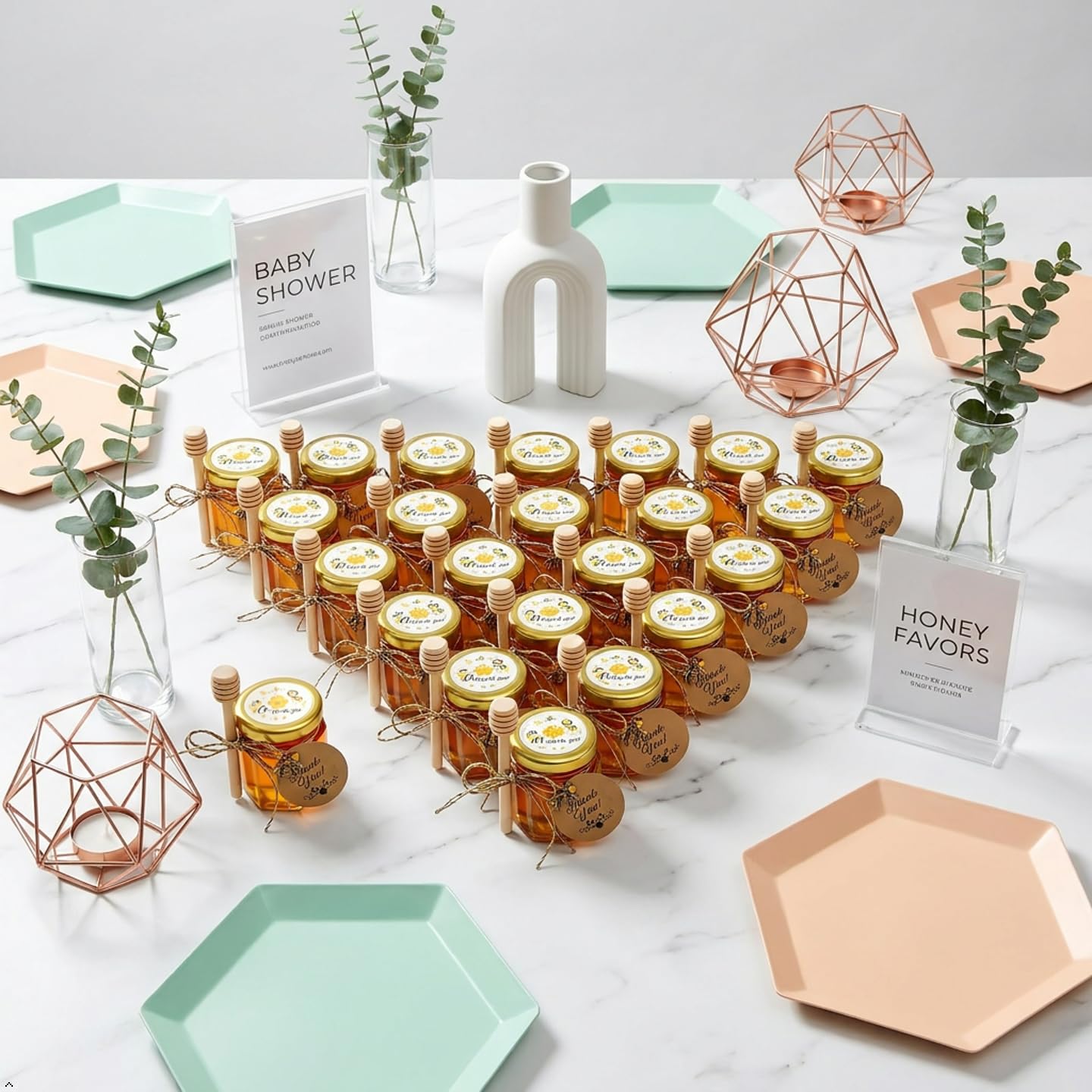 60 Pack 1.5 oz Mini Glass Honey Jars Party Favors in Bulk for Baby Shower